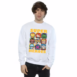 Marvel Mens Kawaii Super Heroes Sweatshirt - XXL, White