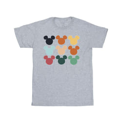 Disney Mens Mickey Mouse Heads Square T-Shirt - L, Sports Grey