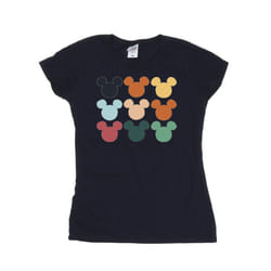 Disney Womens/Ladies Mickey Mouse Heads Square Cotton T-Shirt - L, Navy Blue