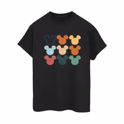 Disney Womens/Ladies Mickey Mouse Heads Square Cotton Boyfriend T-Shirt - S, Black