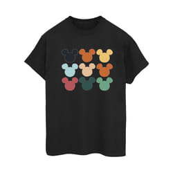 Disney Womens/Ladies Mickey Mouse Heads Square Cotton Boyfriend T-Shirt - S, Black
