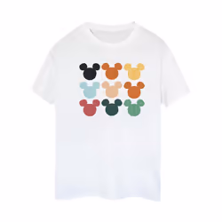 Disney Womens/Ladies Mickey Mouse Heads Square Cotton Boyfriend T-Shirt - XL, White