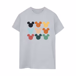 Disney Womens/Ladies Mickey Mouse Heads Square Cotton Boyfriend T-Shirt - S, Sports Grey