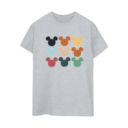 Disney Womens/Ladies Mickey Mouse Heads Square Cotton Boyfriend T-Shirt - S, Sports Grey