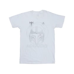 Star Wars Mens The Mandalorian Rings Helmet T-Shirt - M, White