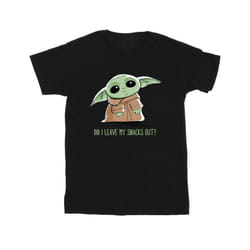 Star Wars Mens The Mandalorian Grogu Snacks Meme T-Shirt - S, Black