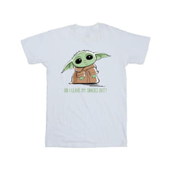 Star Wars Mens The Mandalorian Grogu Snacks Meme T-Shirt - S, White