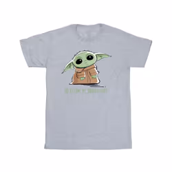 Star Wars Mens The Mandalorian Grogu Snacks Meme T-Shirt - S, Sports Grey