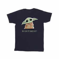 Star Wars Mens The Mandalorian Grogu Snacks Meme T-Shirt - S, Navy Blue