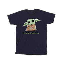 Star Wars Mens The Mandalorian Grogu Snacks Meme T-Shirt - S, Navy Blue