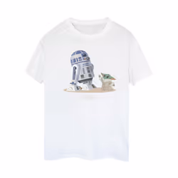 Star Wars Womens/Ladies The Mandalorian R2D2 And Grogu Cotton Boyfriend T-Shirt - XL, White