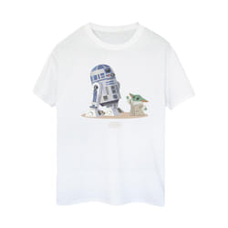Star Wars Womens/Ladies The Mandalorian R2D2 And Grogu Cotton Boyfriend T-Shirt - XL, White