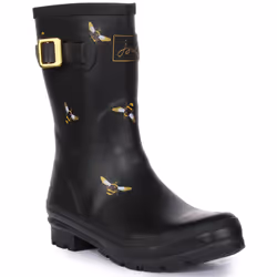 Joules Women's Wellington Boots  Black Metallic Bees  10