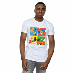 Disney Mens Mickey Mouse Friends T-Shirt - XXL, White