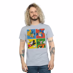 Disney Mens Mickey Mouse Friends T-Shirt - XXL, Sports Grey