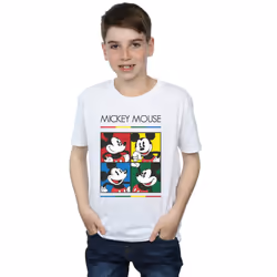 Disney Boys Mickey Mouse Square Colour T-Shirt - 7-8 Years, White