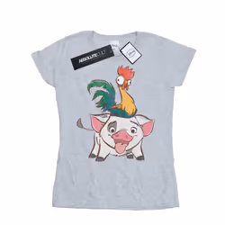 Disney Womens/Ladies Moana Hei Hei And Pua Cotton T-Shirt - L, Sports Grey