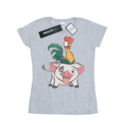 Disney Womens/Ladies Moana Hei Hei And Pua Cotton T-Shirt - L, Sports Grey