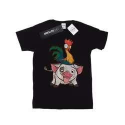 Disney Womens/Ladies Moana Hei Hei And Pua Cotton Boyfriend T-Shirt - S, Black