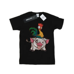 Disney Womens/Ladies Moana Hei Hei And Pua Cotton Boyfriend T-Shirt - S, Black