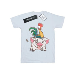 Disney Womens/Ladies Moana Hei Hei And Pua Cotton Boyfriend T-Shirt - S, White