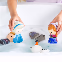 Official Frozen Bath Toy Set, 5 Pc. Set, Includes Anna, Elsa, Olaf, Sven and Kristoff Frozen Toys with Storage Bucket, Suitable for 6 Months+