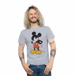 Disney Mens Mickey Mouse Angry Look Down T-Shirt - 3XL, Sports Grey