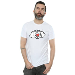 Disney Mens Mickey Mouse Heart Hands T-Shirt - S, White