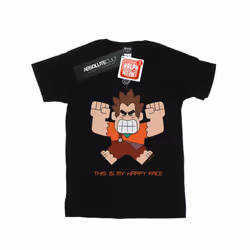 Disney Mens Wreck It Ralph Happy Face T-Shirt - S, Black