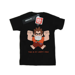 Disney Mens Wreck It Ralph Happy Face T-Shirt - S, Black