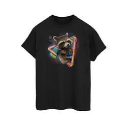 Marvel Womens/Ladies Guardians Of The Galaxy Neon Rocket Cotton Boyfriend T-Shirt - S, Black