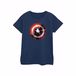 Marvel Womens/Ladies Avengers Captain America Art Shield Cotton T-Shirt - XXL, Navy Blue