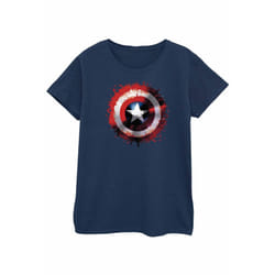 Marvel Womens/Ladies Avengers Captain America Art Shield Cotton T-Shirt - XXL, Navy Blue