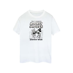 Disney Womens/Ladies Mickey Mouse Steamboat Willie Cotton Boyfriend T-Shirt - XXL, White