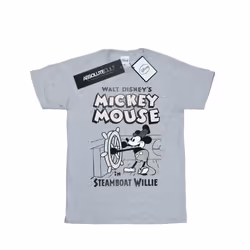 Disney Boys Mickey Mouse Steamboat Willie T-Shirt - 12-13 Years, Sports Grey