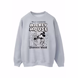 Disney Mens Mickey Mouse Steamboat Willie Sweatshirt - XL, Sports Grey