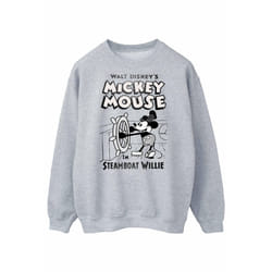 Disney Mens Mickey Mouse Steamboat Willie Sweatshirt - XXL, Sports Grey