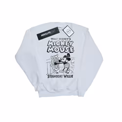 Disney Mens Mickey Mouse Steamboat Willie Sweatshirt - L, White