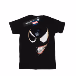 Marvel Girls Venom Split Face Cotton T-Shirt - 9-11 Years, Black