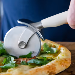 KitchenAid Pizza Wheel, Stainless Steel Pizza Cutter and Slicer  Almond Cream
