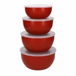 KitchenAid Set of 4 Meal Prep Bowls with Lids, Dishwasher Safe Nesting Food Storage Containers Empire Red