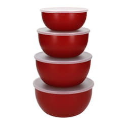 KitchenAid Set of 4 Meal Prep Bowls with Lids, Dishwasher Safe Nesting Food Storage Containers  Empire Red