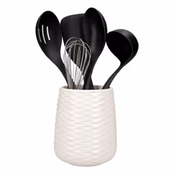 KitchenAid 6 Piece Utensil Set and Holder, Non-Stick and Dishwasher Safe Cooking Tools