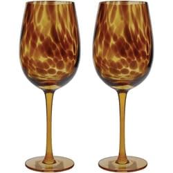 Set Of 2 Traditional Stemmed Tortoise Shell Design Wine 450ml Glasses