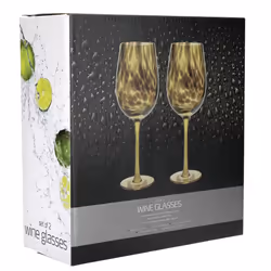 Set Of 2 Traditional Stemmed Tortoise Shell Design Wine 450ml Glasses