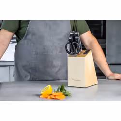KitchenAid Gourmet 6 Piece Knife Block Set, Black Handles, Japanese Steel - 5 Knives, Shears & Sharpener