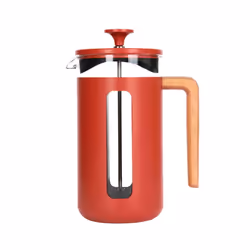 La Cafetière Pisa 8 Cup Cafetière Borosilicate Wood Handle - Red