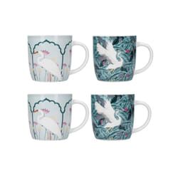 Lots Of Mugs & Kisses Tea Exotic Crane Set Of 4 Coffee Barrel Cups