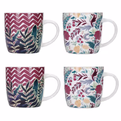Lots Of Mugs & Kisses Tea Exotic Flower Set Of 4 Coffee Barrel Cup