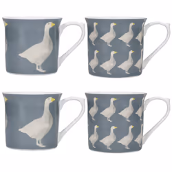 Lots Of Mugs & Kisses Bone China Geese Set Of 4 Fluted Coffee Cup
